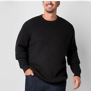 Shaq Black Textured Crewneck Sweater